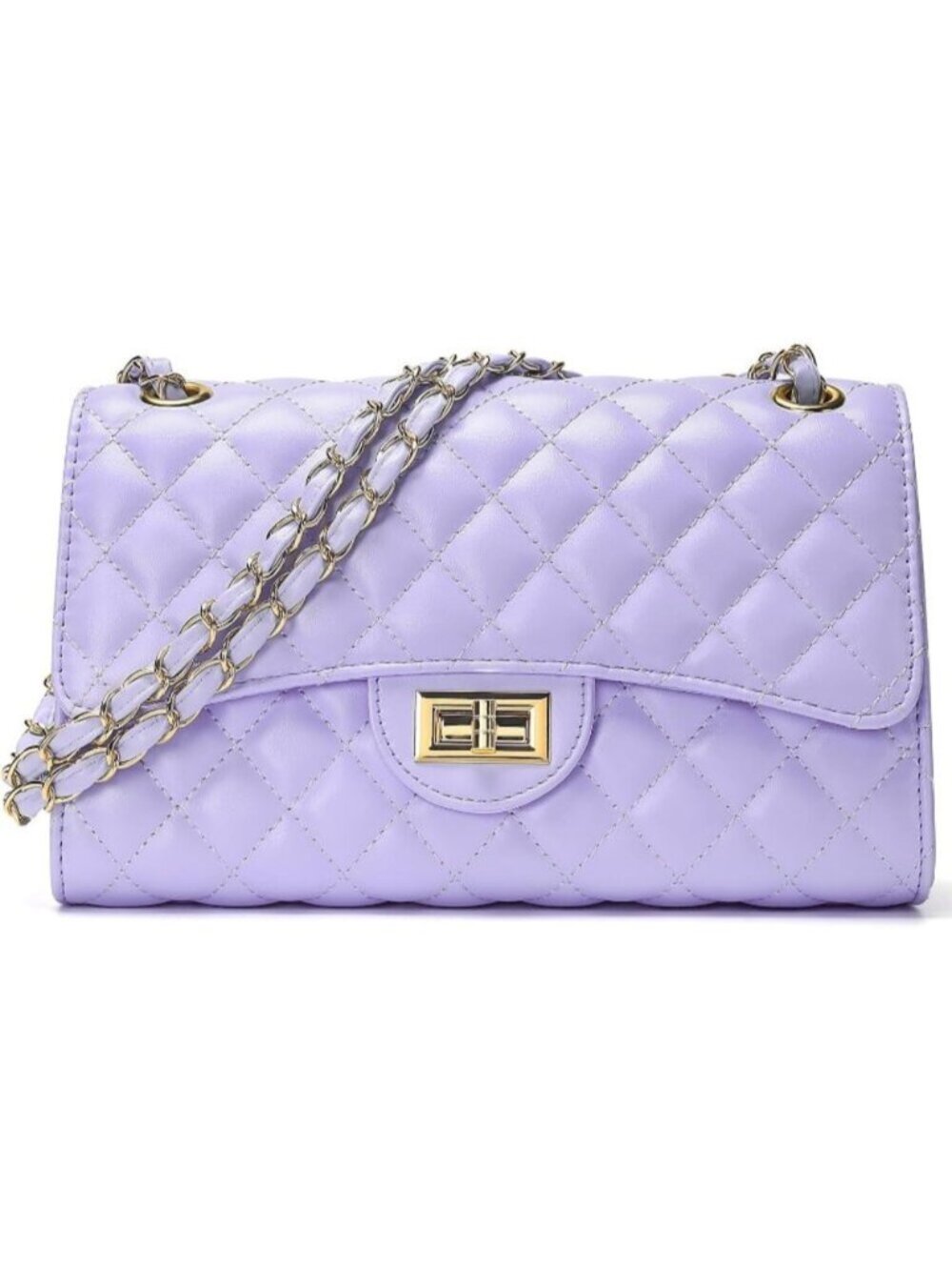 〽️Women's Purple Quilted Leather Crossbody Satchel Chain Strap Shoulder Bags